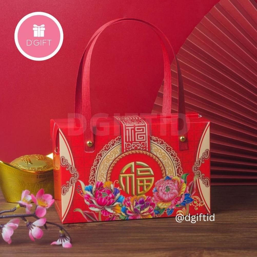 BR - (10pcs) Dus Kue CNY  | Dus Kue Kering Motif Imlek | Kotak Kue Imlek | Box Brownies Imlek Kotak 
