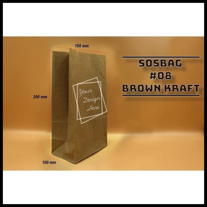 

TERBARU PAPER BAG - KODE 08 - BROWN KRAFT - KANTONG KERTAS KENTANG ROTI 100PCS !!