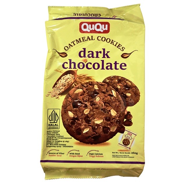 

S18829 QUQU OAT MEAL DARK CHOCOLATE COOKIES 260GR BUNGKUS MAJU BERSAMA