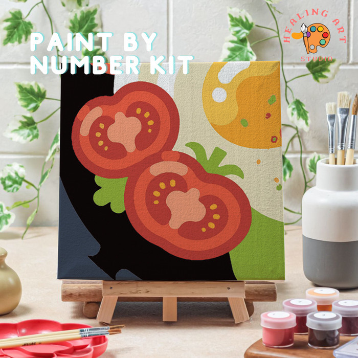 

New..!! Paint By Number Lukisan Makanan Food Ver 2 Canvas 20X20Cm Painting Kit