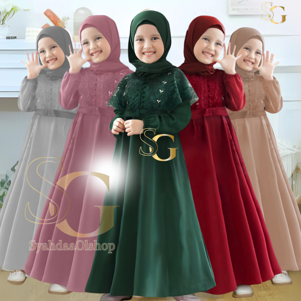 Gms Dres Anak Import Bj Muslim Anak2 Murah Busana Hari Raya Kekinian Gamis Kid`S 2025 Buju Gsmis Ans