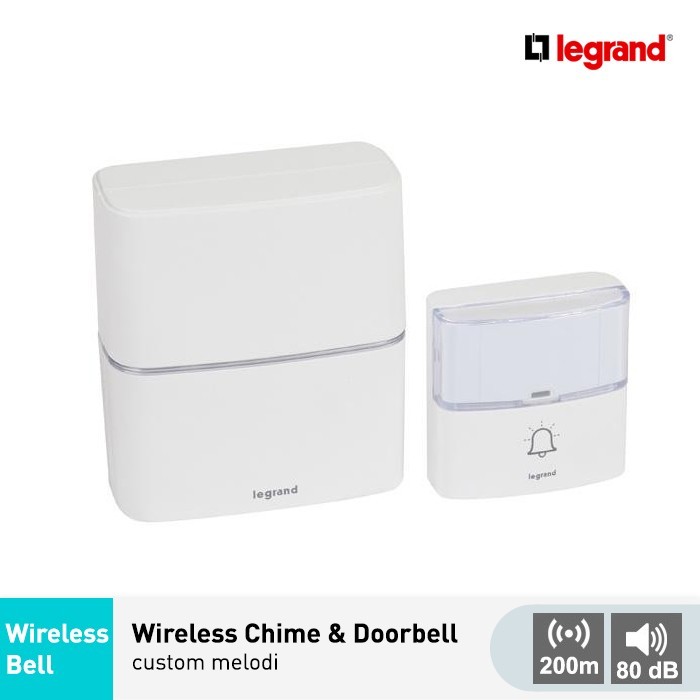 TERLARIS Legrand Bell Rumah Wireless Chime & Doorbell dengan Custom mp3 Melodi