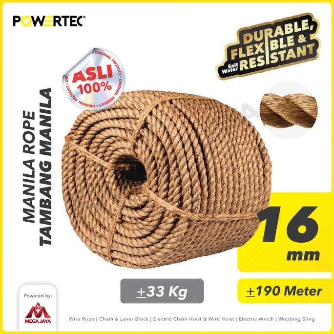 

TALI TAMBANG MANILA ROPE 16 MM X 190 M X 33 KG POWERTEC TAMPAR DADUNG ORIGINAL DAN TERPERCAYA