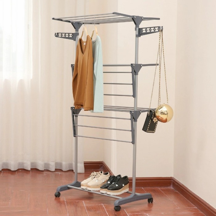 RAK JEMURAN 3 TINGKAT PORTABLE/MOBILE TOWEL RACK