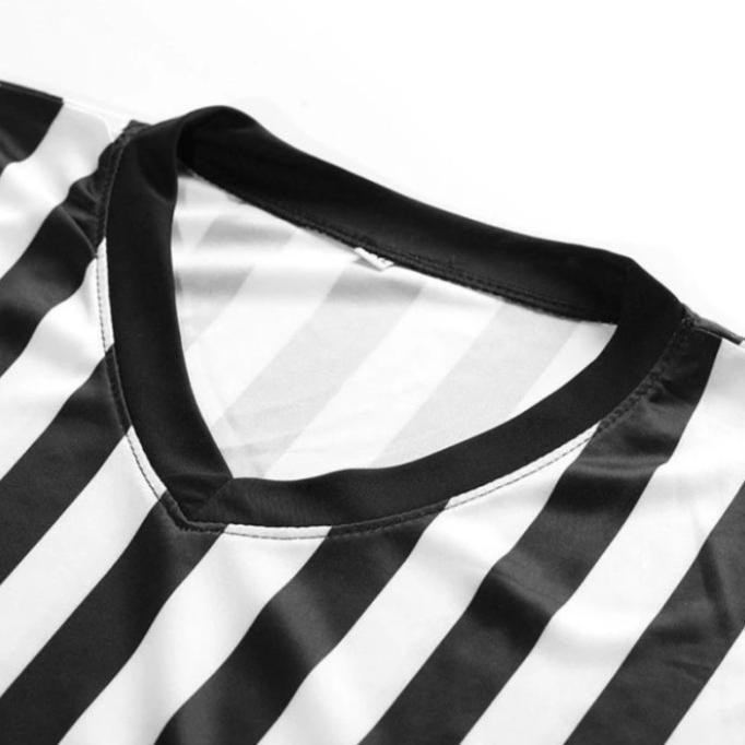 Baju Jersey Wasit Hitam Putih Basket Futsal Sepak Bola Custom Nama Berkualitas