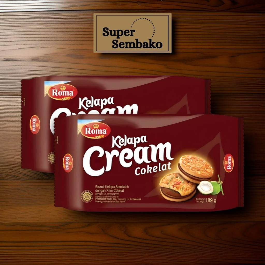 

SNACK CEMILAN BISKUIT SANDWICH ROMA KELAPA CREAM COKELAT 189gr