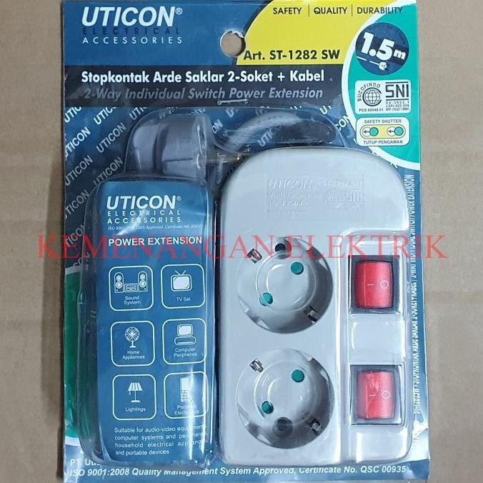 TERMURAH STOP KONTAK ARDE UTICON 2 LUBANG ST 1282 SW + SAKLAR / COLOKAN LISTRIK
