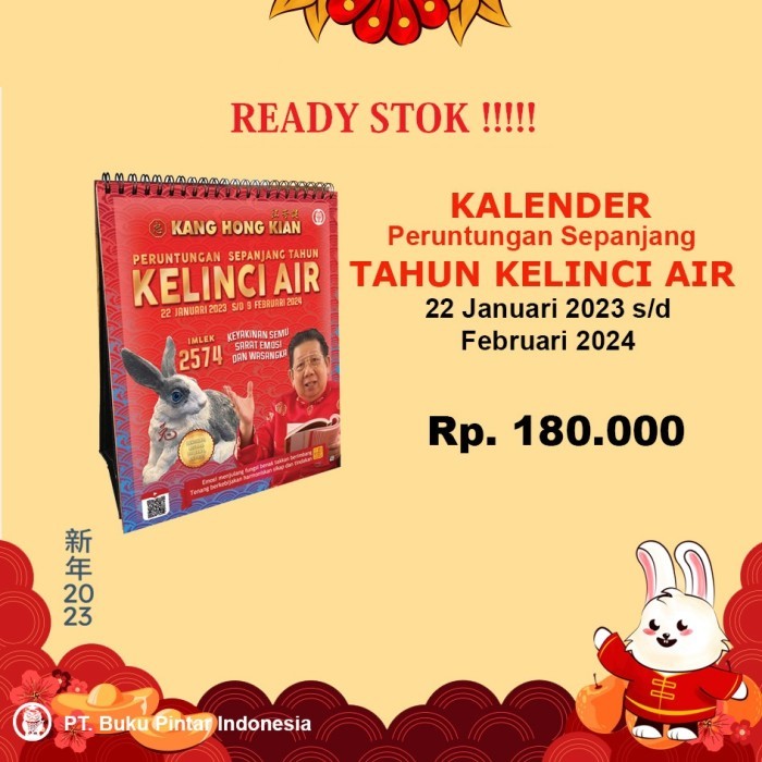 

Imlek Buku Dan Kalender Tahun Kelinci Air 2023/Imlek 2574 - Kang Hong Kian - Kalender !NEW