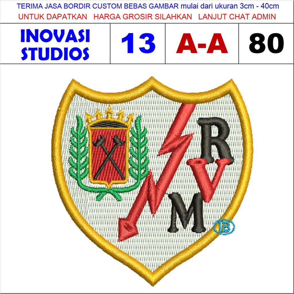 PATCH BORDIR LOGO BOLA LALIGA SPANYOL CLUB RAYO VALLECANO ( A-A80 ) - IPATCH STUDIOS TESTIMONI