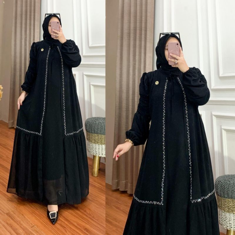 Longdres Cewek Hari Raya Idulfitri Lebaran 2025 Pakaian Gms Syarii Ukuran M L Xl Xxl Gamus Busui Pan