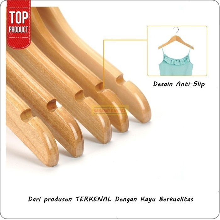 Hanger Baju Gantungan Baju Kayu Dewasa Polos Indokurnia