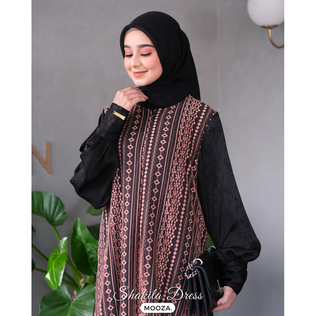 Shakila Dress | Baju Gamis Putih Motif | Baju Gamis Lebaran | Baju Gamis Wanita