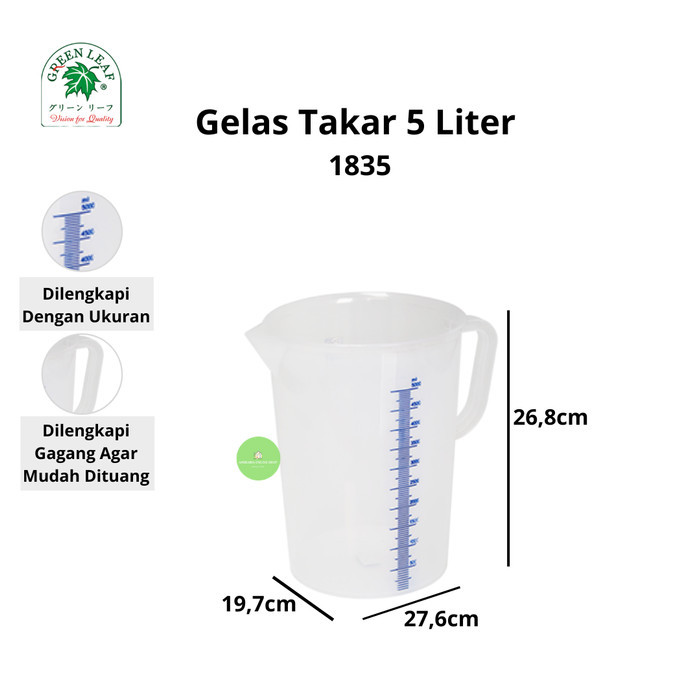TERBARU Green Leaf Gelas Ukur / Takar 5 Liter 1835