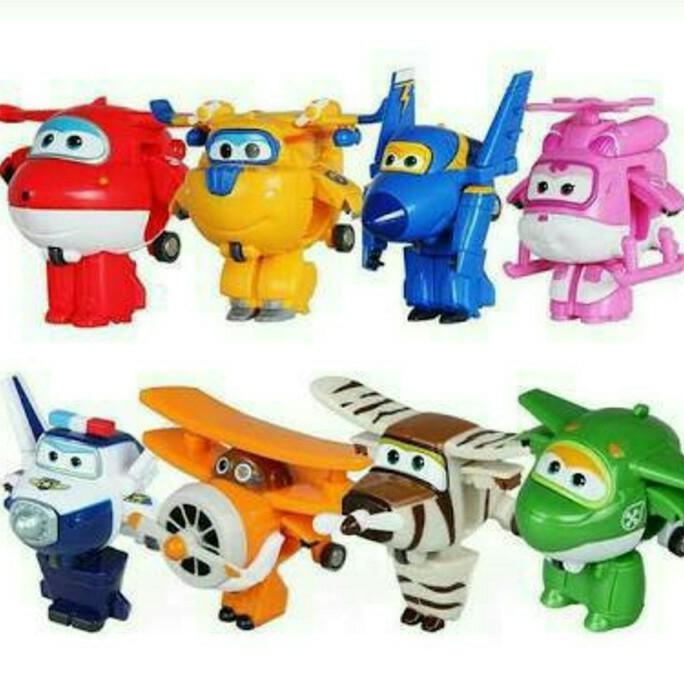

diskon! mainan anak hiasan kue figure super wings robot transformer set 8pcs