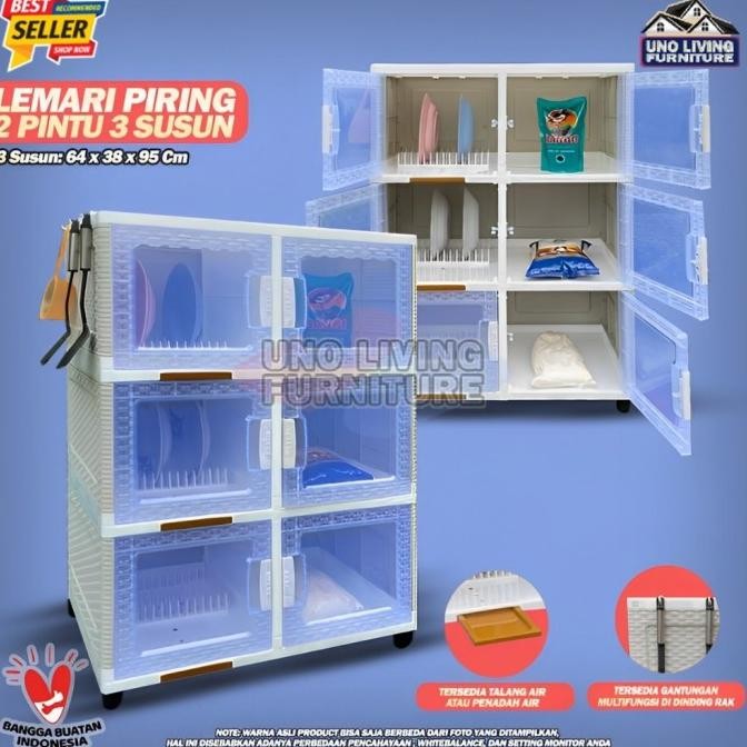 Akako Rak Piring Plastik 2 Pintu Mini Dish Rack Lemari Dapur HC
