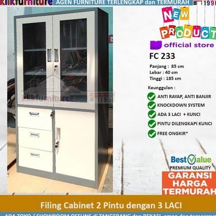 

Lemari Arsip Filing Cabinet Besi 2 Pintu 3 Laci FC 233
