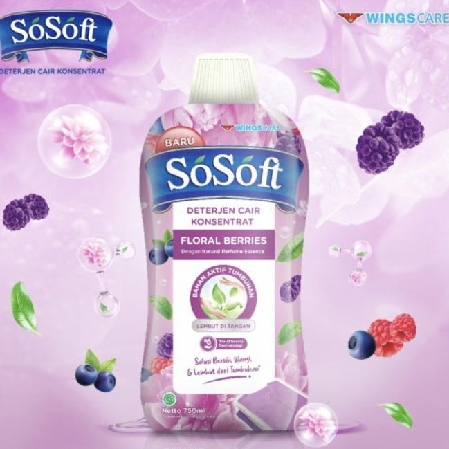 

diskon! sosoft deterjen cair konsentrat floral by wings kemasanbotol 750 ml