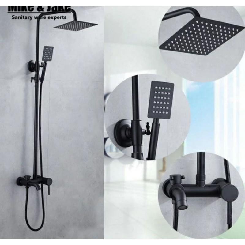 Shower Tiang Hitam Panas Dingin & Shower Set Hitam Panas Dingin