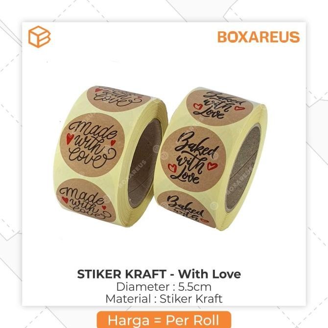 

Sale Stiker Kraft Made / Baked With Love | Sticker Label Seal Decor