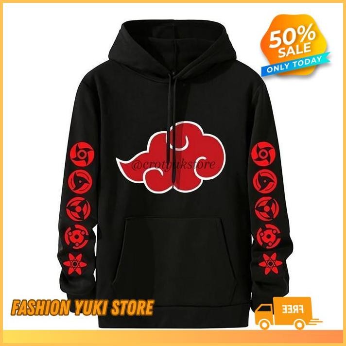 JAKET HOODIE SWEATER JUMPER DISTRO AKATSUKI NARUTO POLOS CUSTOM ANIME MANGA JAPAN JEPANG  YAHIKO SHI