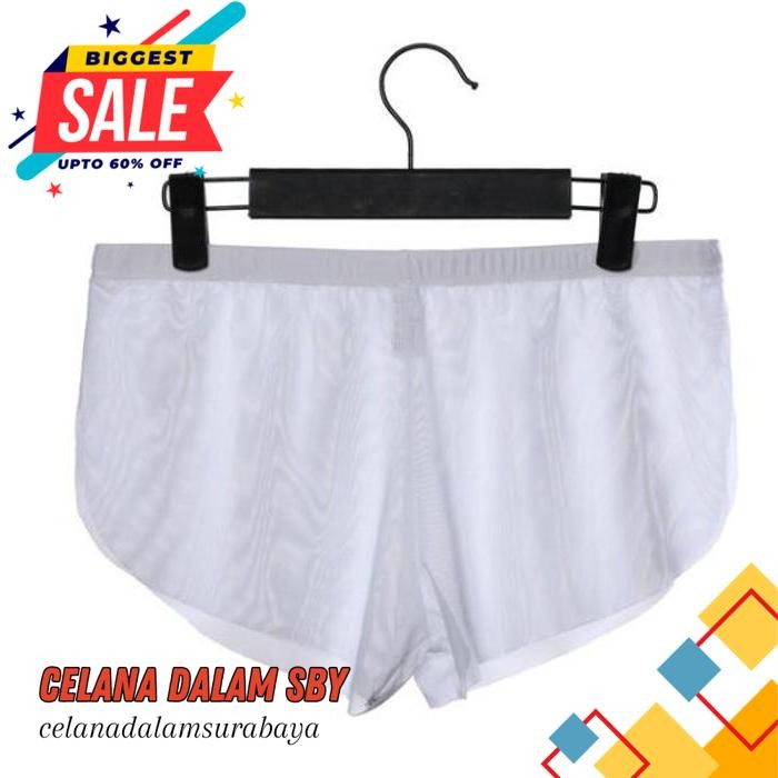 PRIA CELANA BOXER SEMI TRANSPARENT MEN BOXER PRIA CELANA BOXER TRANSPARAN WHITE AW KUALITAS PRODUK T