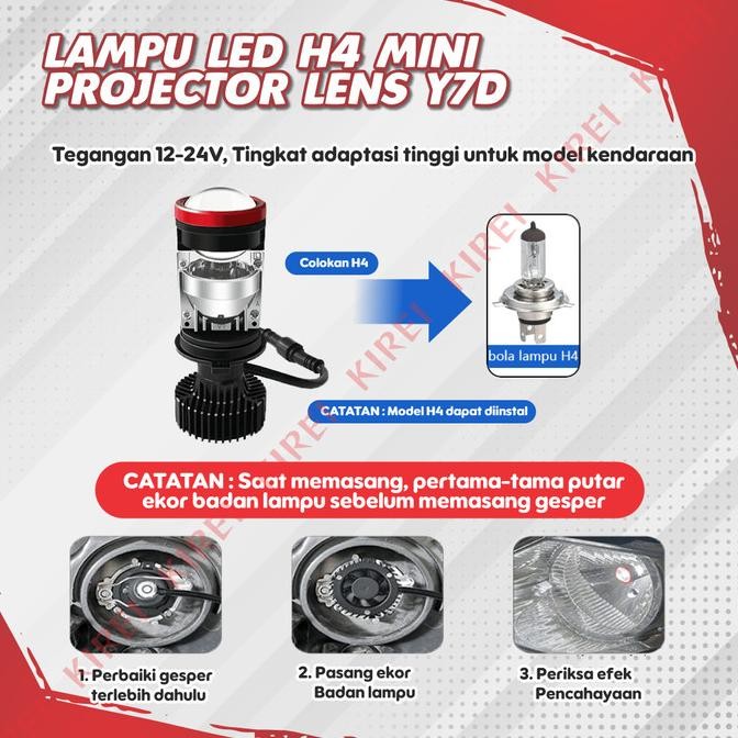 Grosir Lampu Led Mobil  H4 Mini Projector Lens Y7D