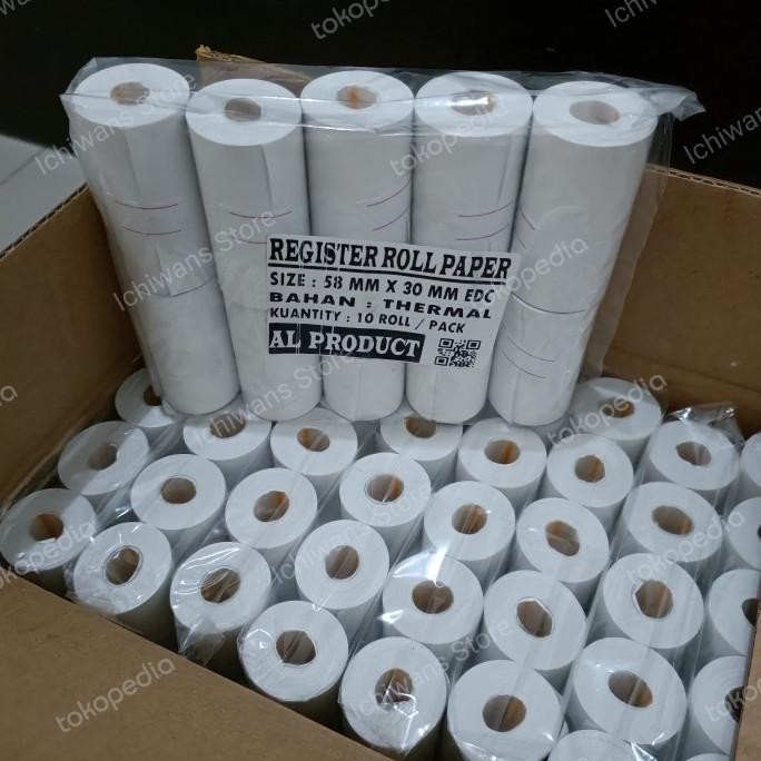 

sale! kertas thermal murah struk kasir edc 58x30/57x30 1 dus isi 100 roll