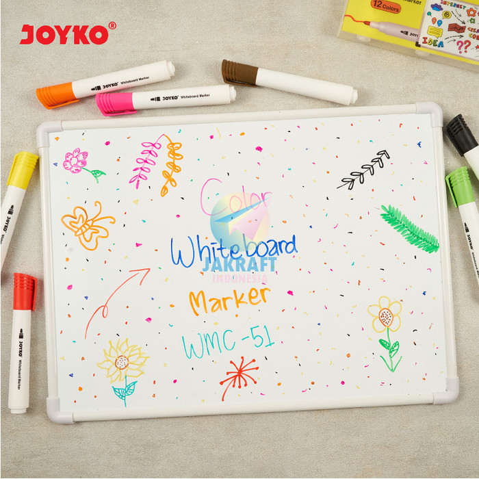 

Spidol Papan Tulis Set 12 Warna Joyko Wmc-51 Whiteboard Marker Kaca