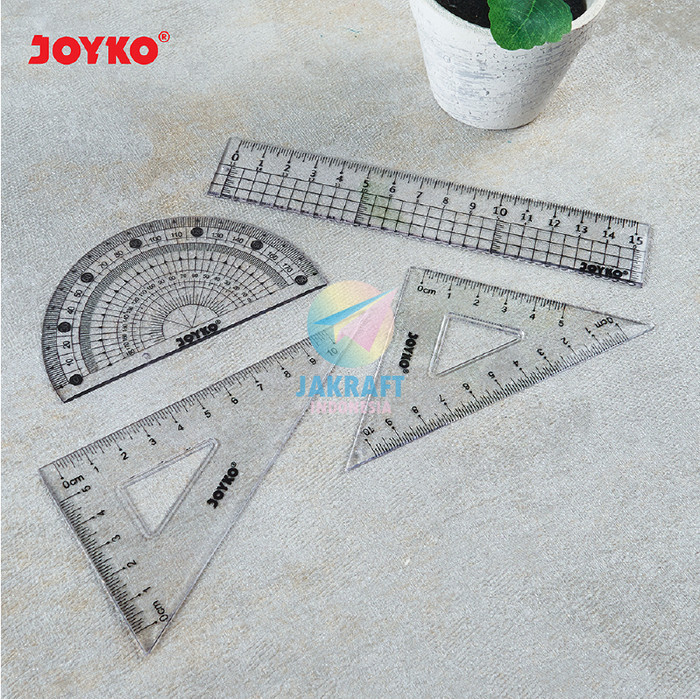 

Paket Penggaris Joyko Rl-Ps2 Math Set Ruler Busur Siku Mistar Bening