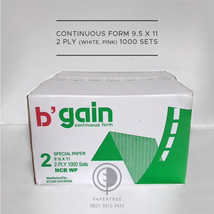 

CONTINUOUS FORM B'GAIN 2 PLY Uk. 9.5 x 11 atau 9.5 x 11 /2 (bagi 2)