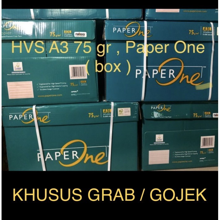 

Hvs A3 75 gr merk Paper One (box) KHUSUS GRAB / GOJEK