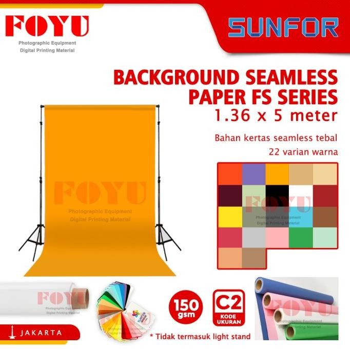 

sale! background backdrop studio paper kertas polos seamless sunfor 1.36x5m