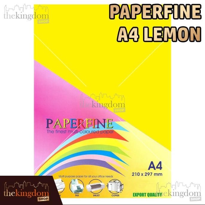 

sale! paperfine kertas hvs warna a4 lemon kuning tua / isi 500 lembar 210