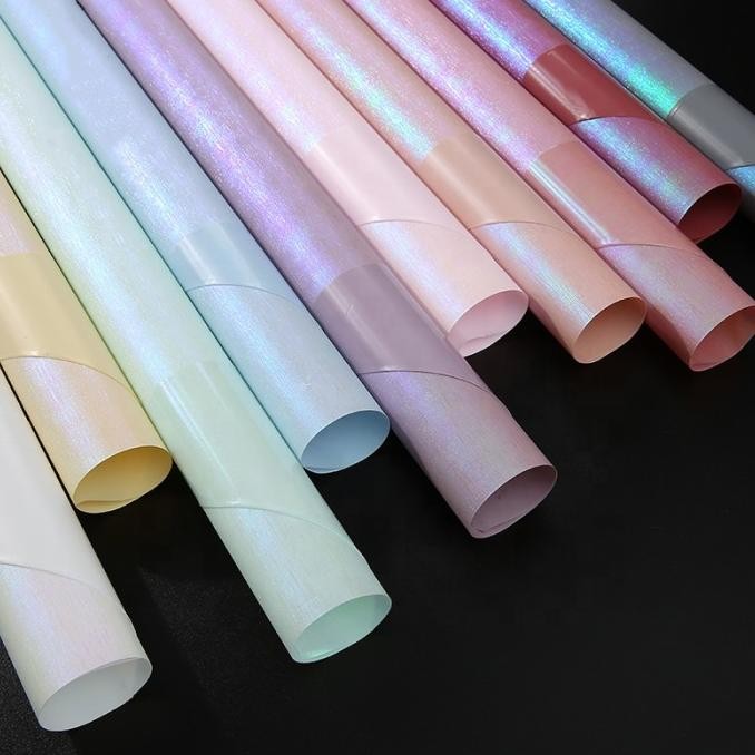 

sale! kertas bunga wrapping paper (pack) - bicolor holographic cellophane