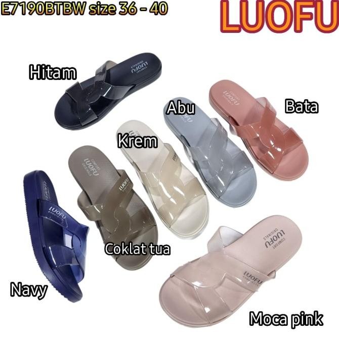 E7190Btbw Luofu Original Jelly Sandal Wanita Sendal Karet Selop Import Original