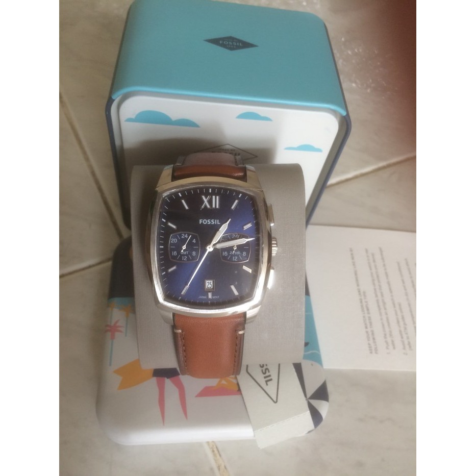 

TERLARIS! fossil knox brown leather dial blue fs 5354