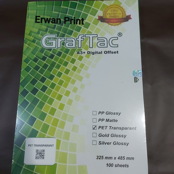 

PROMO! STICKER VINYL LASER A3+ GRAFTAC PET TRANSPARANT ( ISI 100)