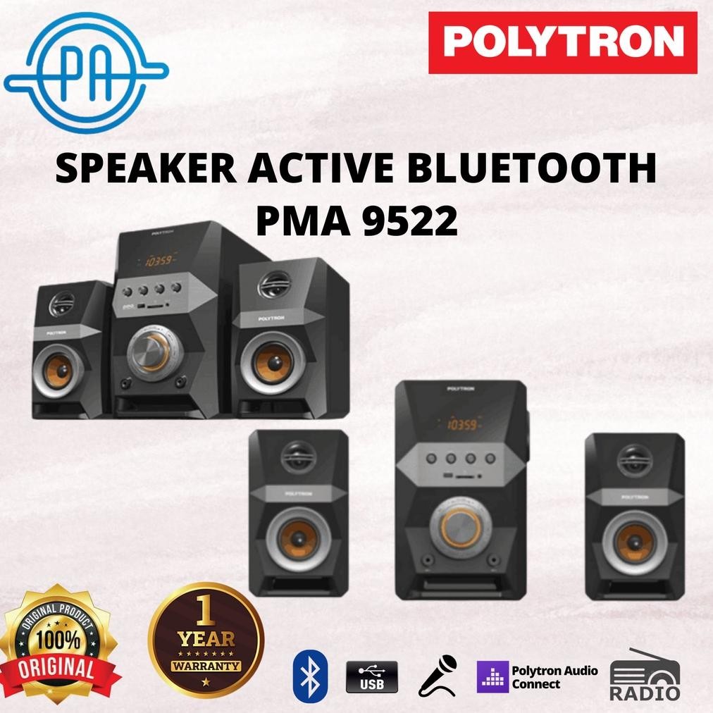 ngel speaker aktif polytron pma 9502 / pma 9522 speaker bluetooth ( karoke + radio fm )