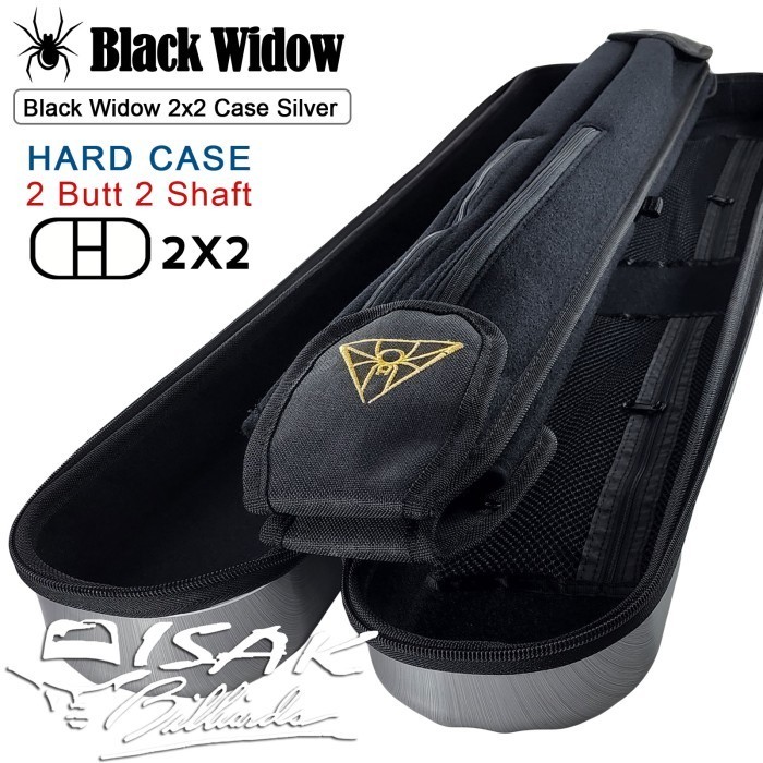 Murah BARANG TERLARIS  Black Widow 2x2 Hard Cue Case Silver - Tas Stick Non COD