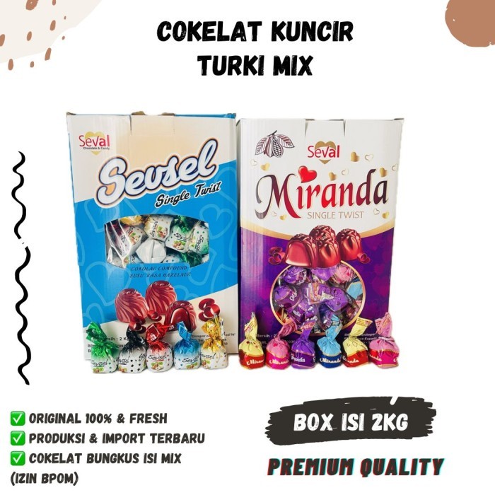 

COKELAT TURKI MIX 1,8kg Coklat Kemasan Kuncir Turkey Jajanan Arab Choc