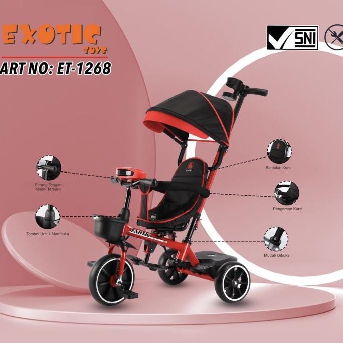 Sepeda Anak Roda Tiga Exotic ET1268 Baby Stroller Tricycle ET 1268