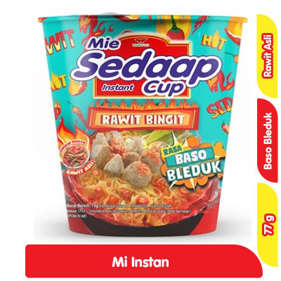 

Sedaap Mi Instan Cup Rawit Bingit Bakso Bleduk 77 g