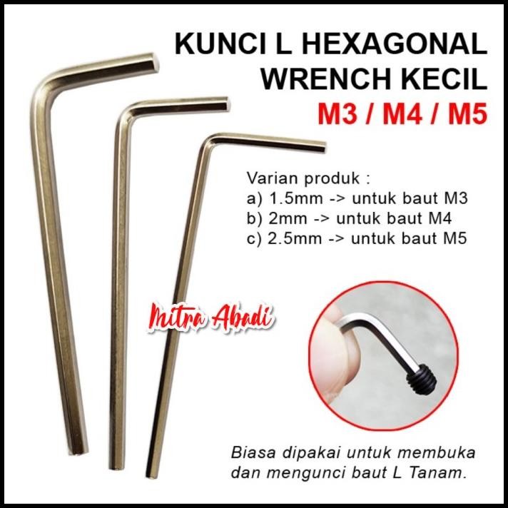 KUNCI L HEXAGONAL KECIL / HEX KEY Wrench untuk Baut L Tanam