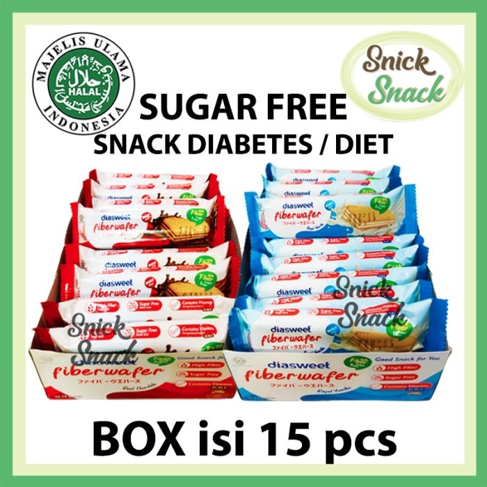 

Terlaris! Wafer Sugar Free Snack Diasweet Fiber wafer Box isi 15 pcs
