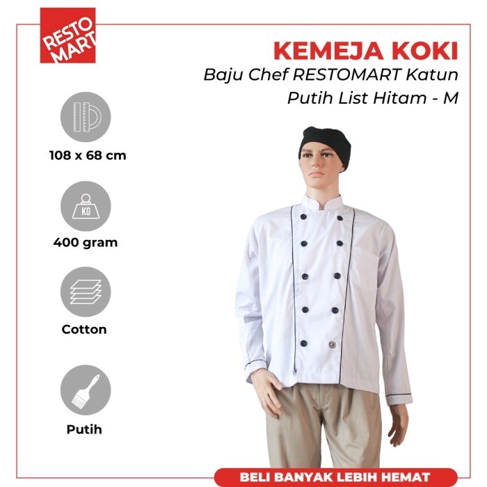 Seragam Chef/Baju Chef/Kemeja Koki RESTOMART Katun(1394170)
