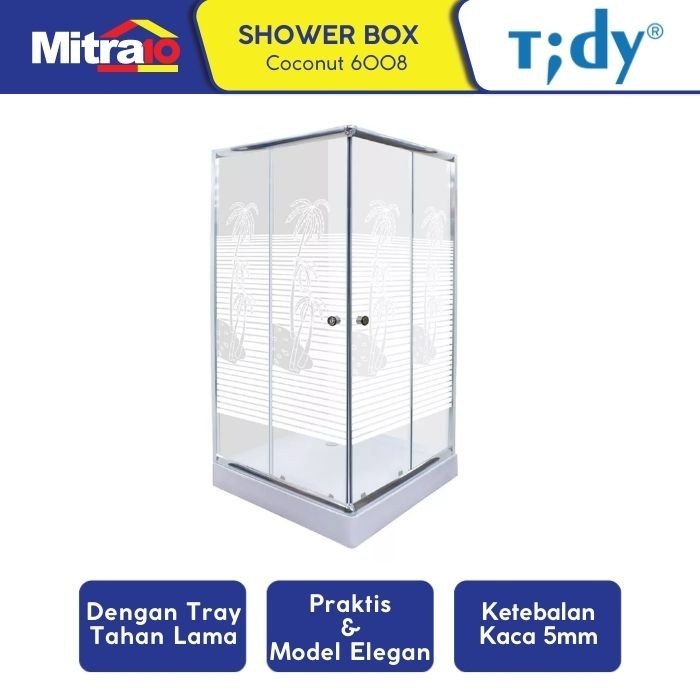 PROMO! TIDY 6008 SHOWER TRAY COCONUT GLASS (KUBIKAL SHOWER)