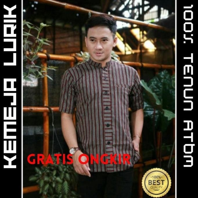TERBARU [READY] Kemeja Surjan Lurik Baju Adat Jawa Pria Lengan Pendek