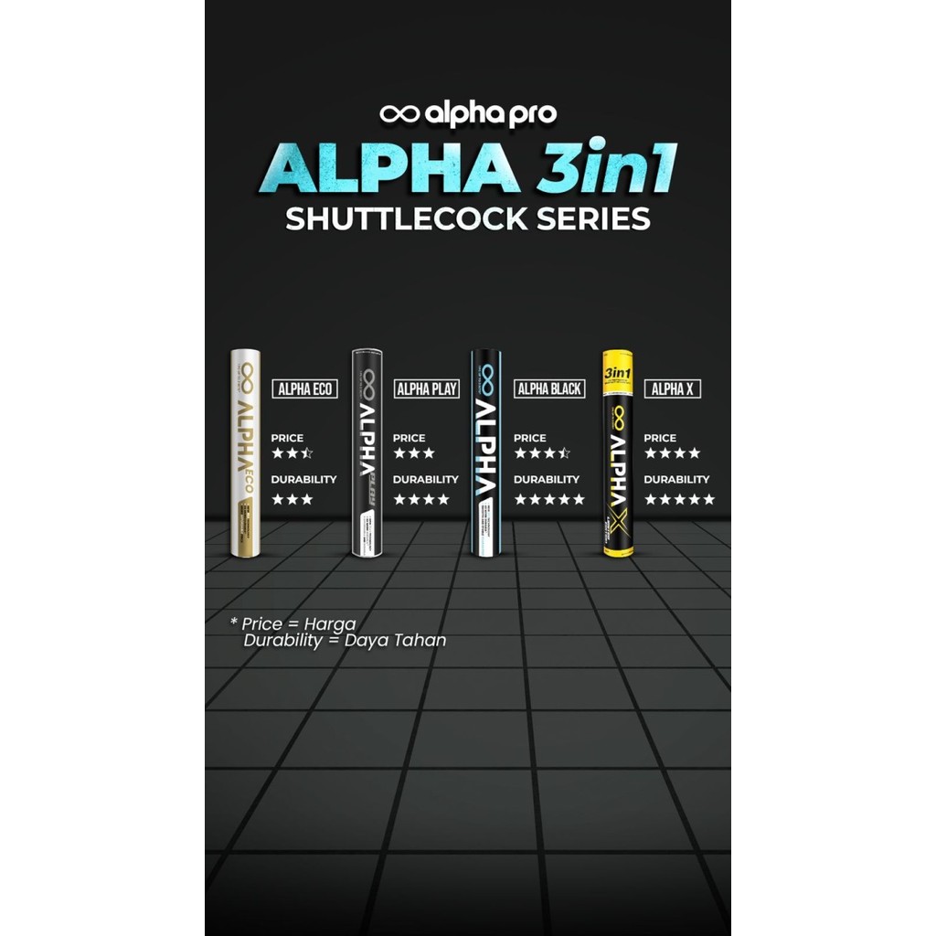 SHUTTLECOCK ALPHA BADMINTON BULUTANGKIS ALPHA ECO 3 in 1 ORIGINAL