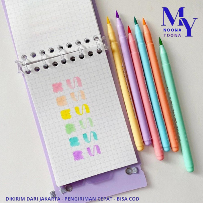 

Highlighter Pen Set Calligraphy Brush Lettering Aesthetic Isi 6 Pcs