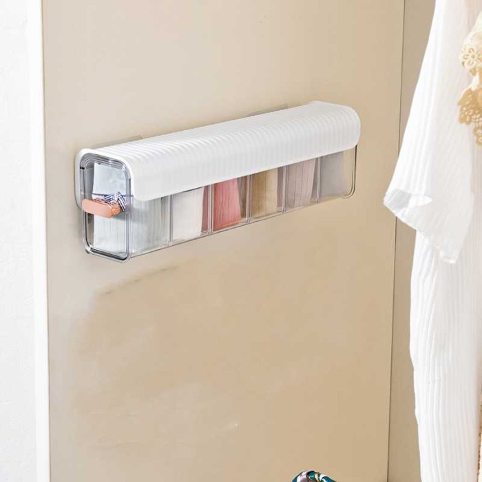 Rak Kotak Penyimpanan Pakaian Dalam Dinding Tempel 5 Slot Sekat 36 Cm